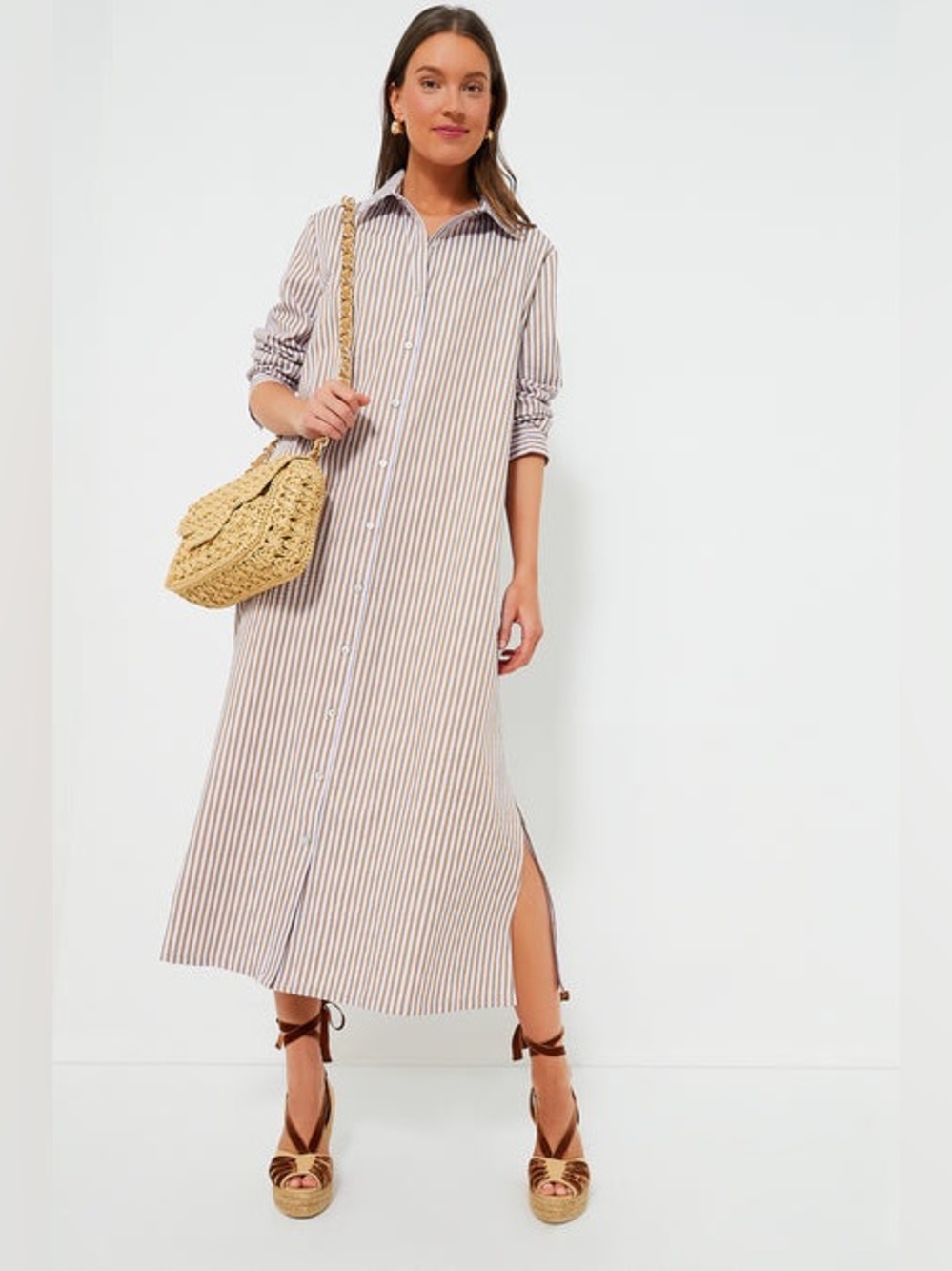 NWT Pomander Place Griffin Lilac Stripe Seersucker Casual Midi Dress NWT Size S